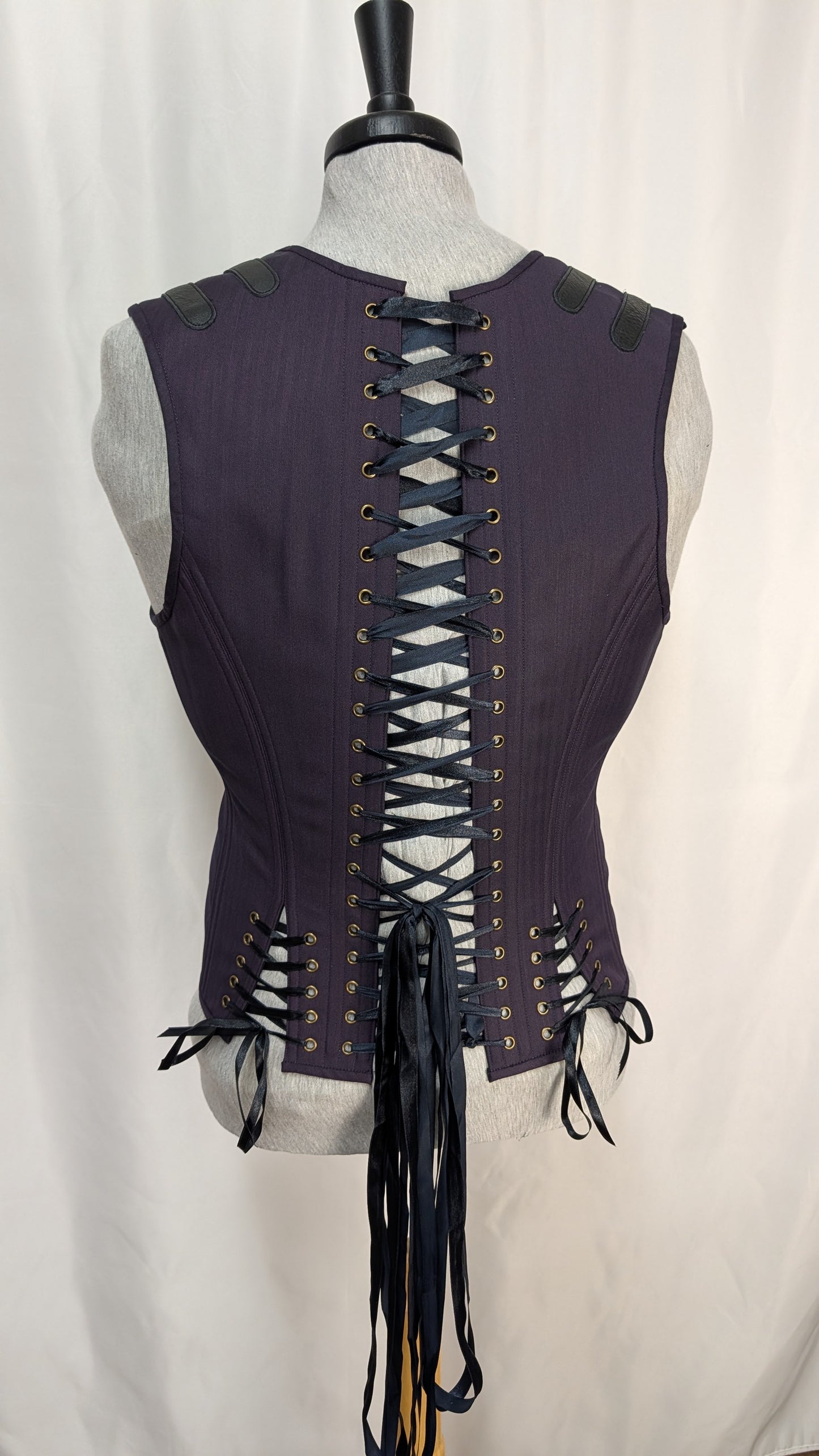 Purple Wool Herringbone Adjustable Men's Corset Vest