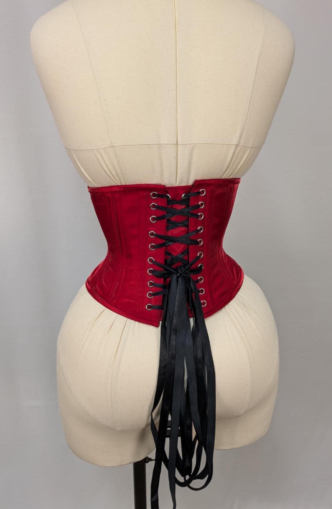 Liquid Red Satin Steel Boned Waspie Underbust Corset