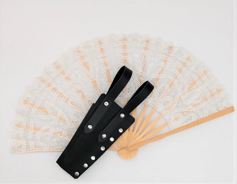 Black Leather Lace Fan Holster