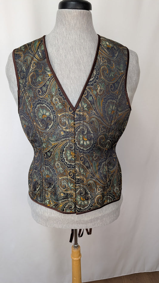 Copper & Sage Paisley Brocade Masculine Men's Corset Vest