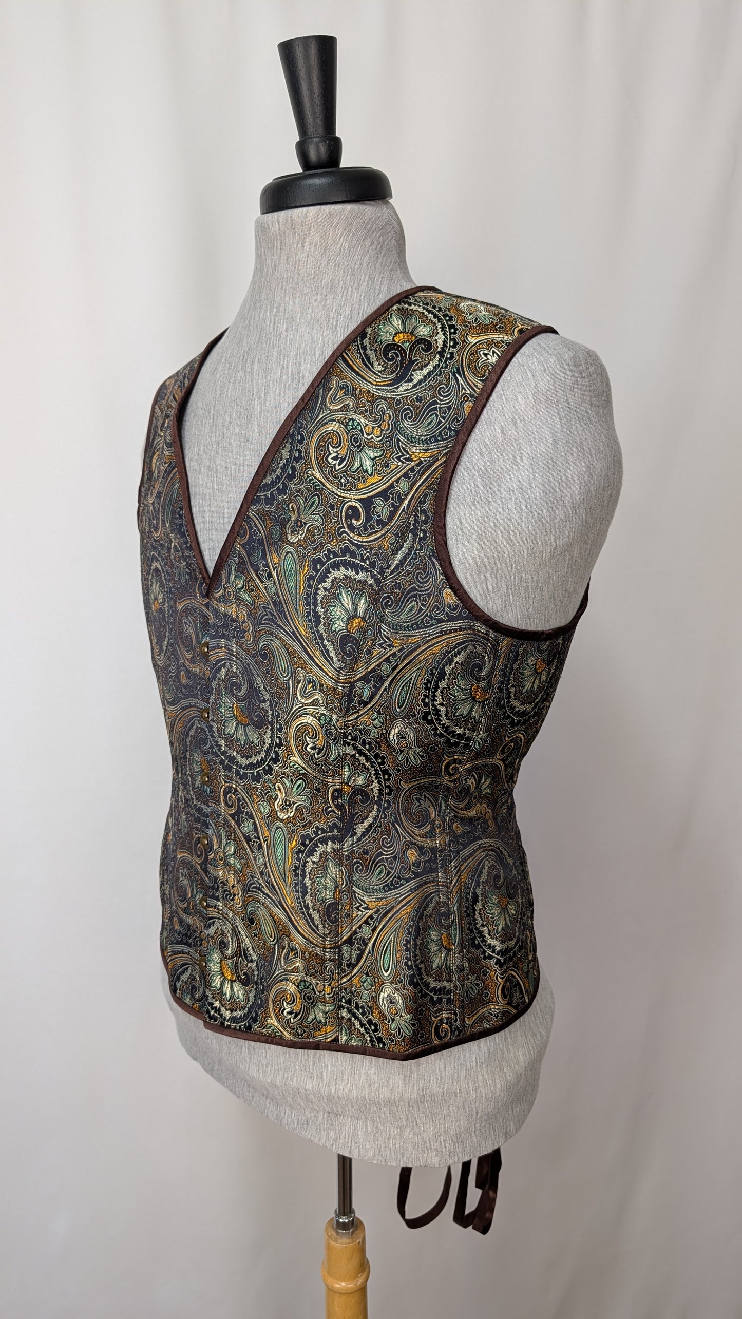Copper & Sage Paisley Brocade Masculine Men's Corset Vest