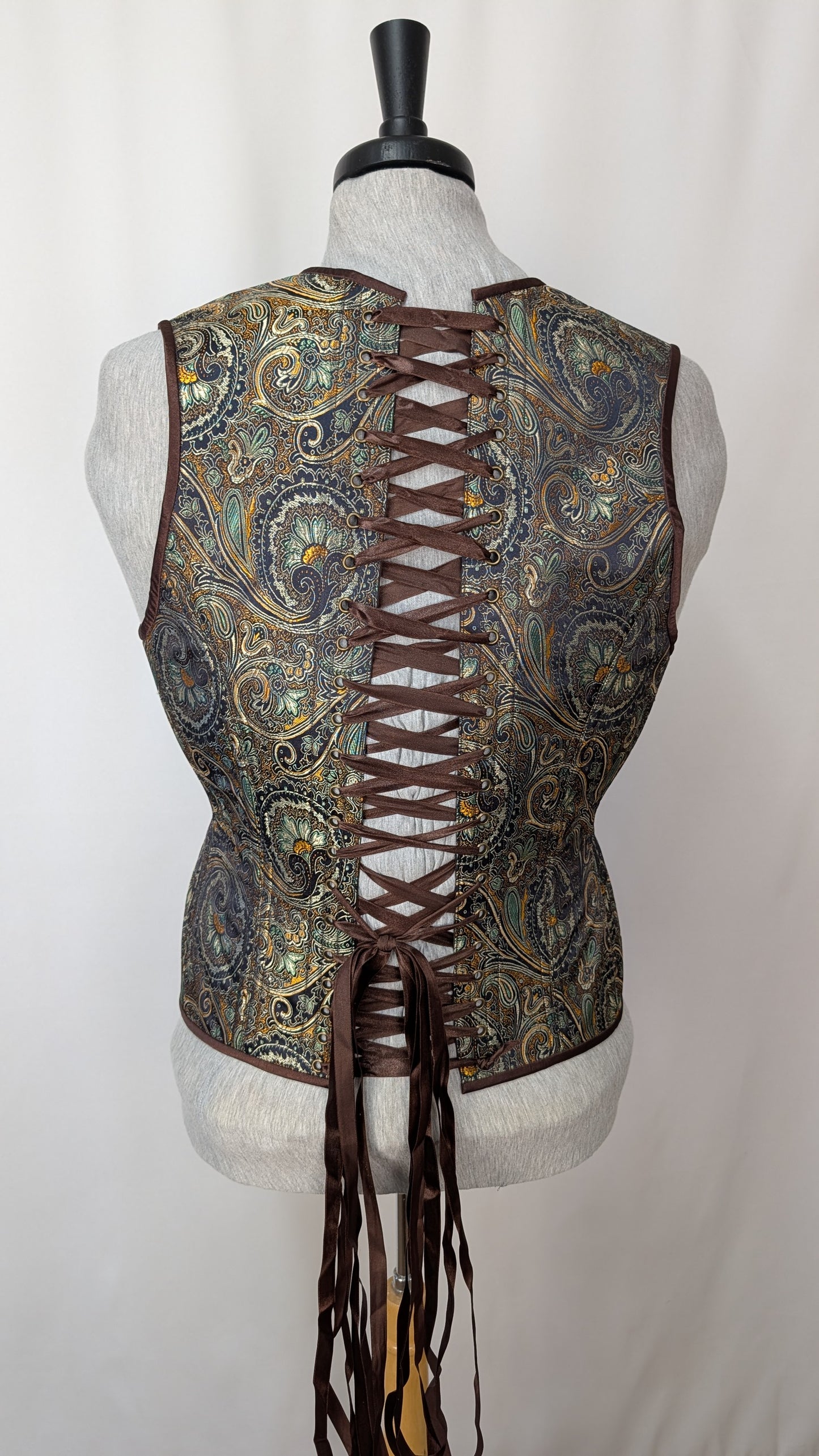 Copper & Sage Paisley Brocade Masculine Men's Corset Vest