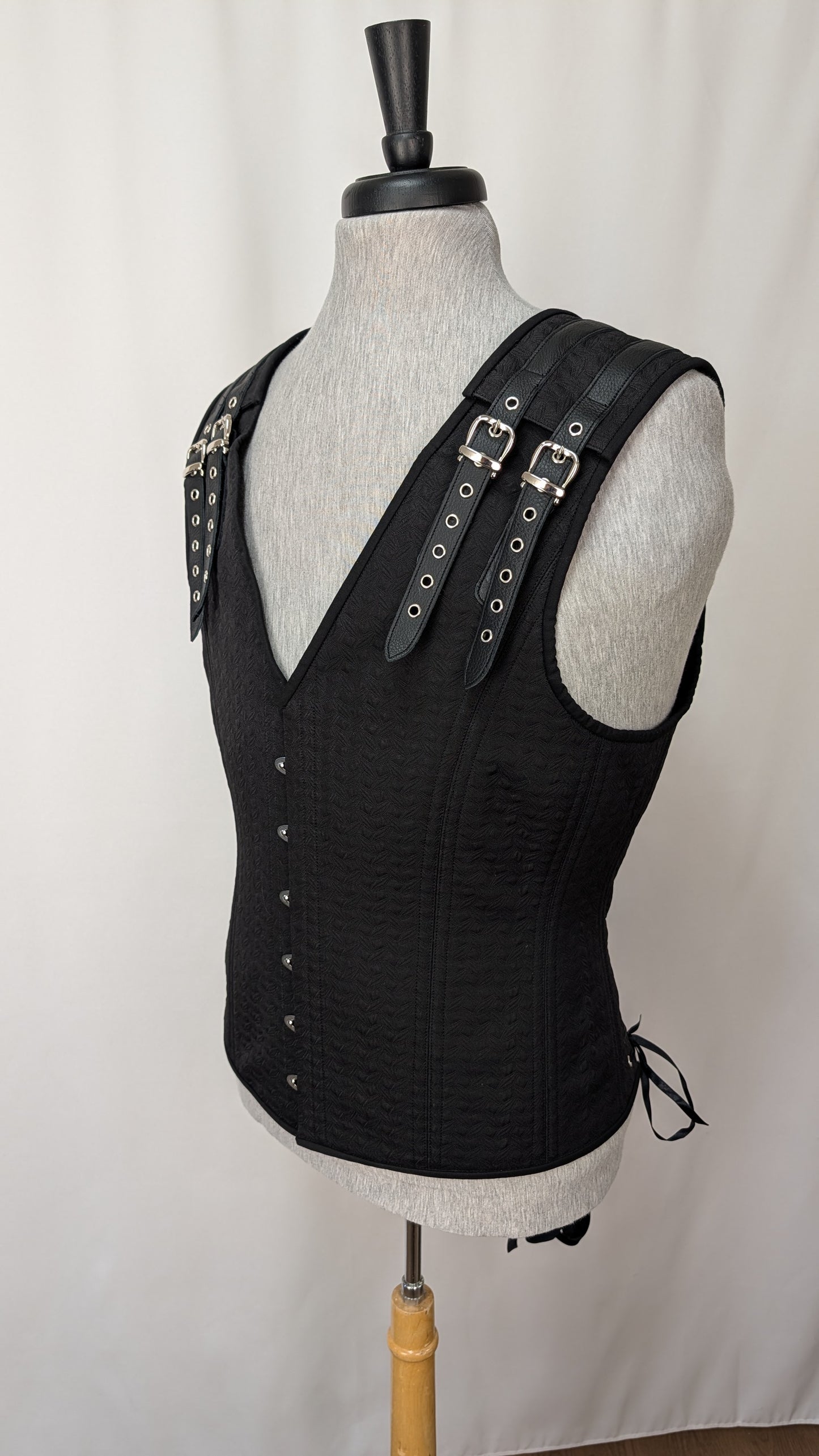 Black Diamond Jacquard Big And Tall Men's Corset Vest