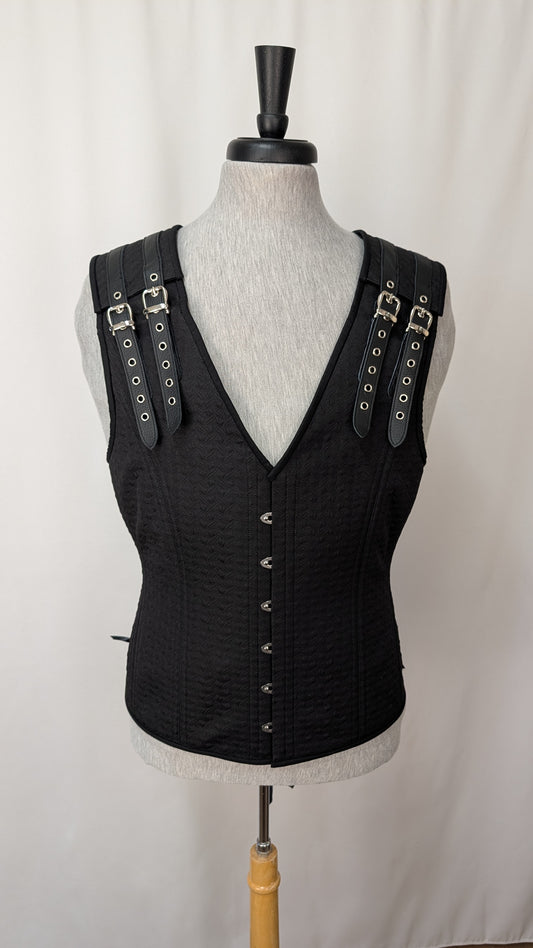 Black Diamond Jacquard Big And Tall Men's Corset Vest