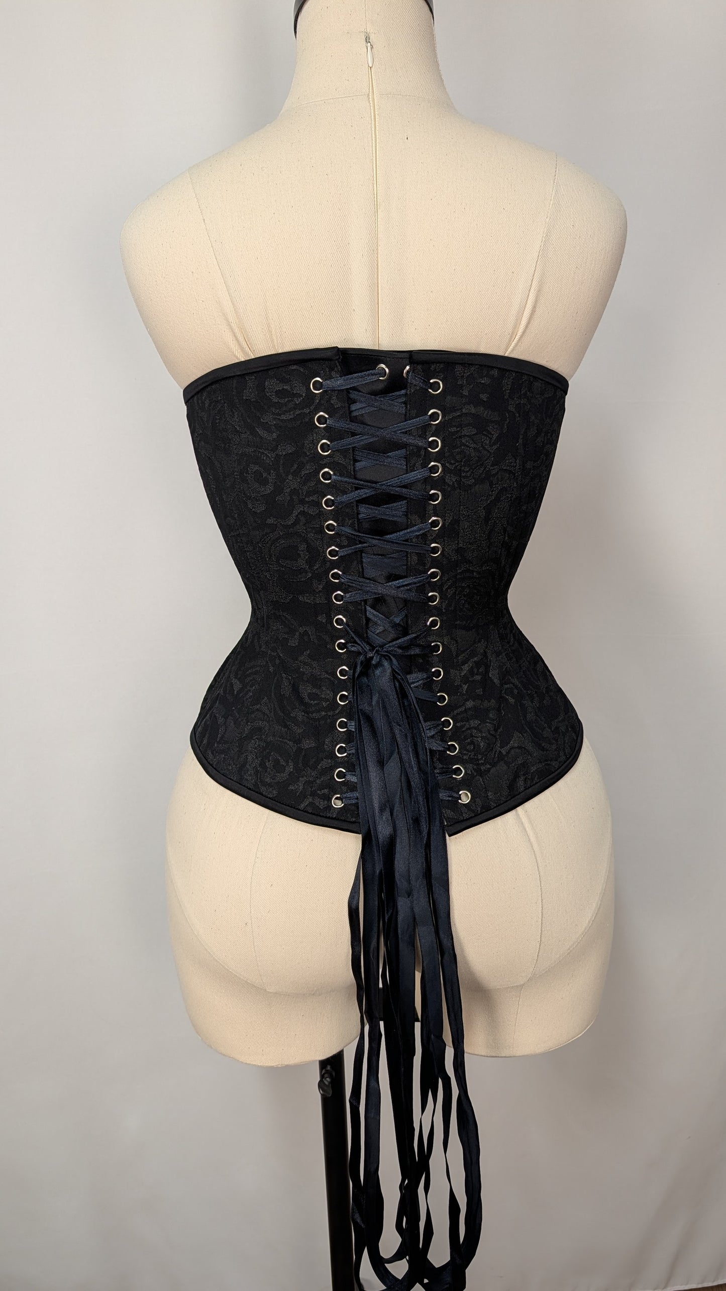 Black Rose Jacquard Steel Boned Standard Bust Overbust Corset