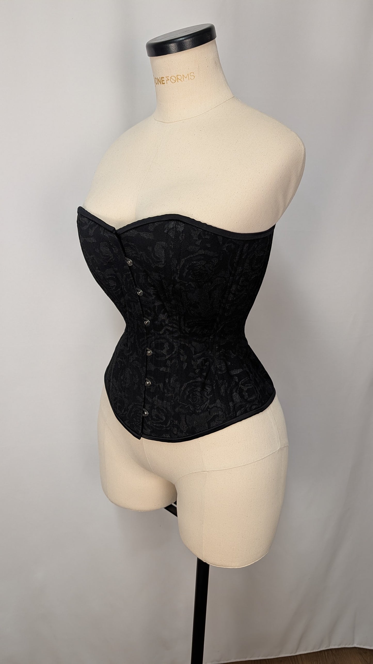 Black Rose Jacquard Steel Boned Standard Bust Overbust Corset