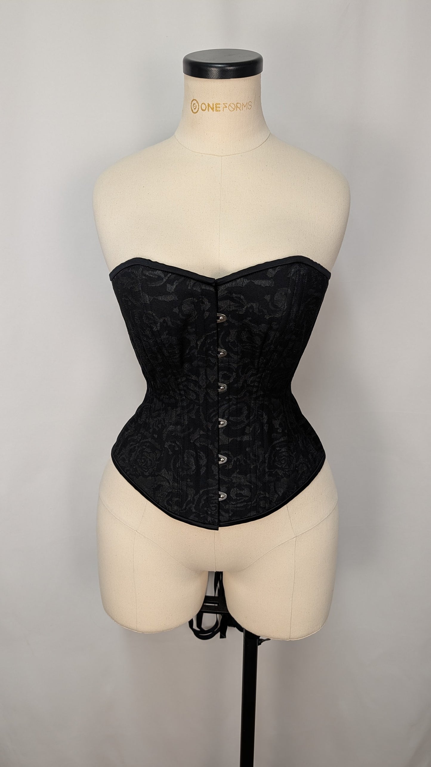 Black Rose Jacquard Steel Boned Standard Bust Overbust Corset