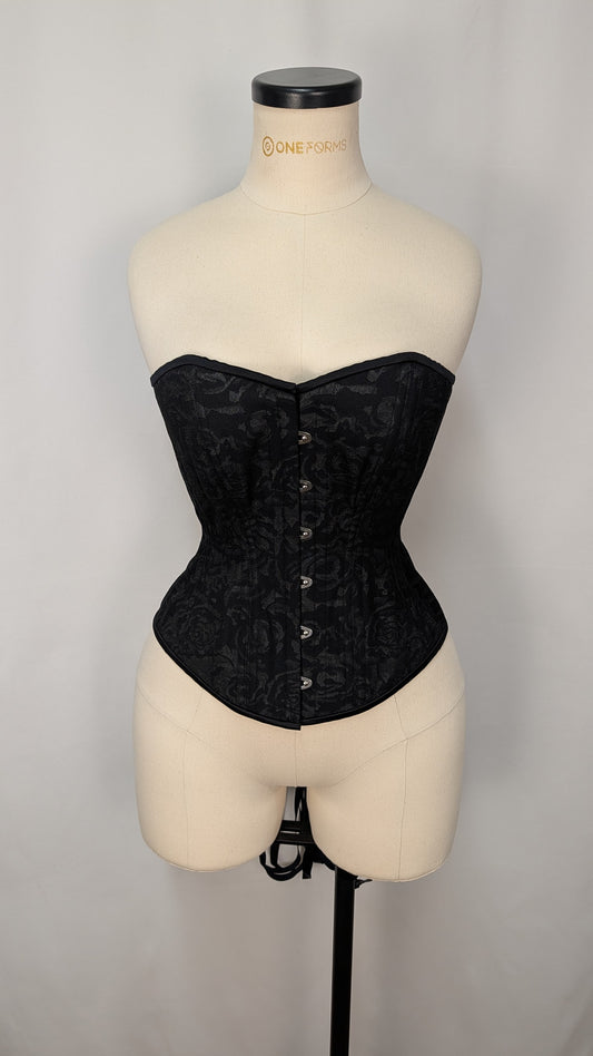 Black Rose Jacquard Steel Boned Standard Bust Overbust Corset