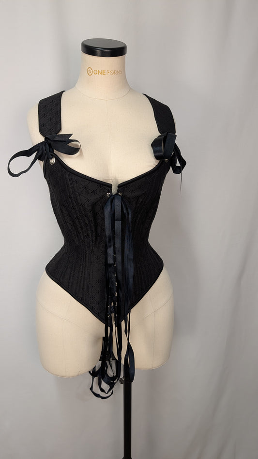 Black Diamond Silk Front Lacing Bodice Corset
