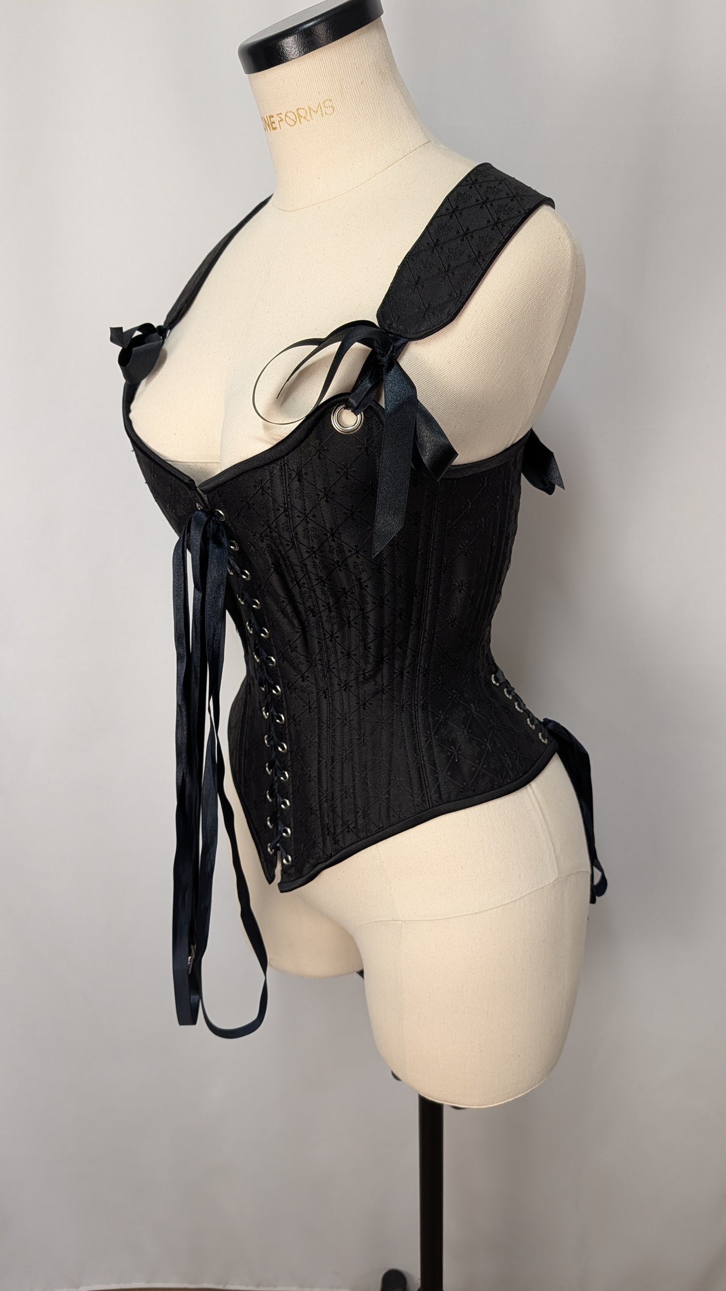 Black Diamond Silk Front Lacing Bodice Corset