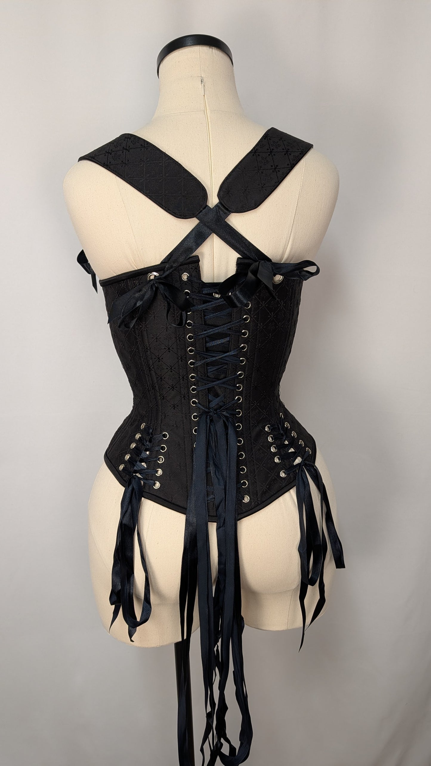 Black Diamond Silk Front Lacing Bodice Corset