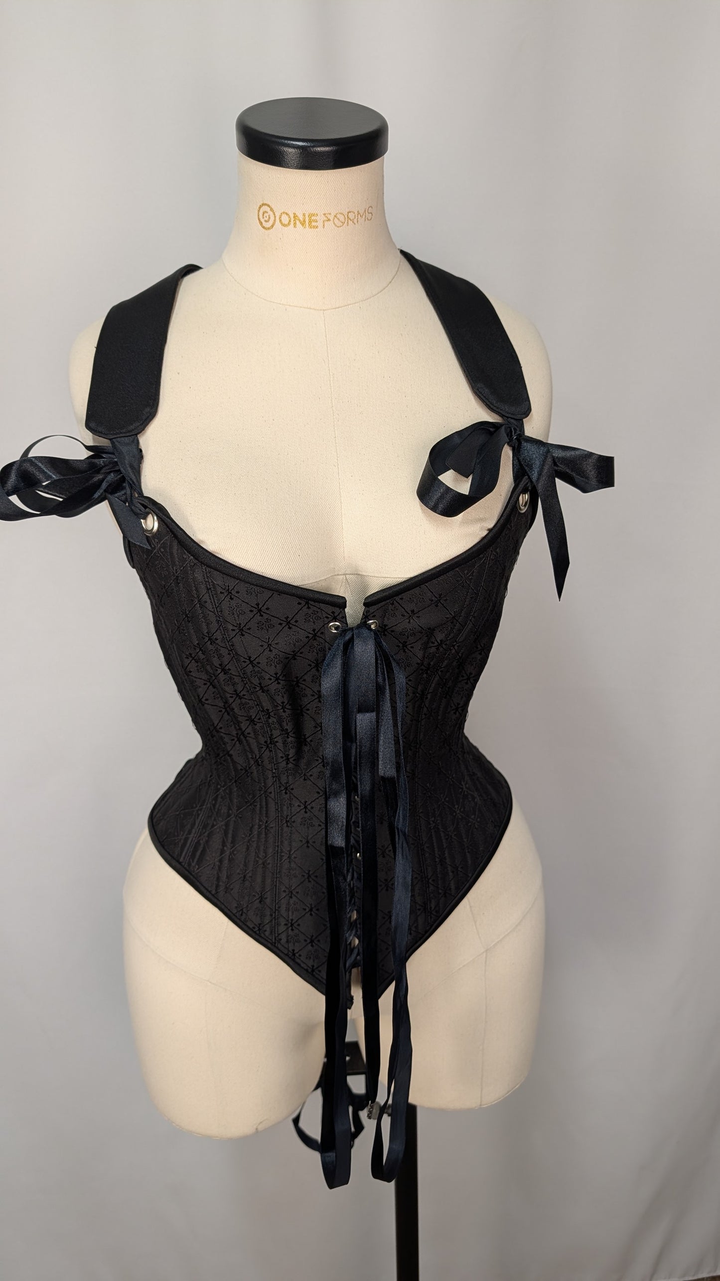 Black Diamond Silk Front Lacing Bodice Corset