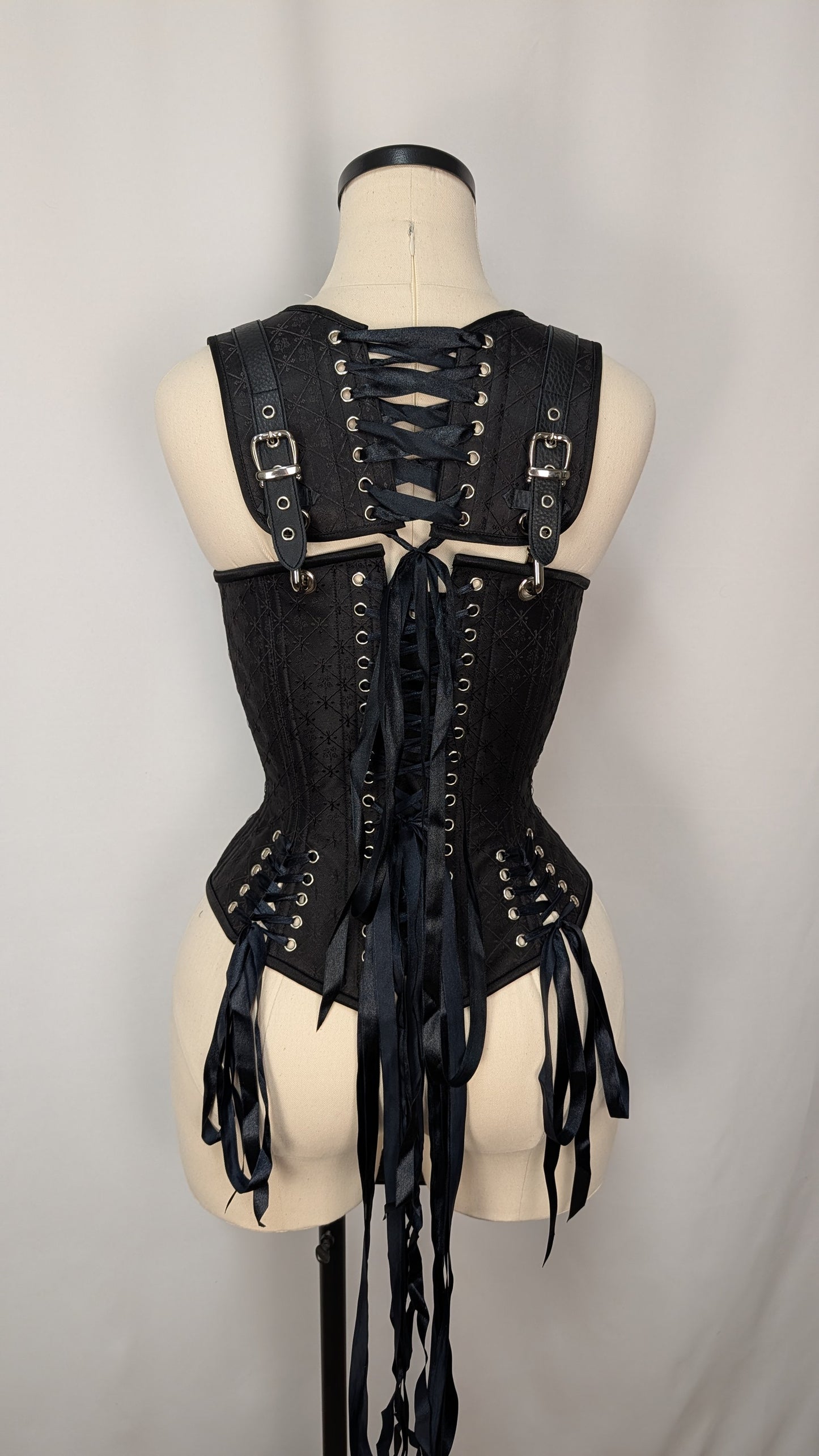 Black Diamond Silk Front Lacing Bodice Corset