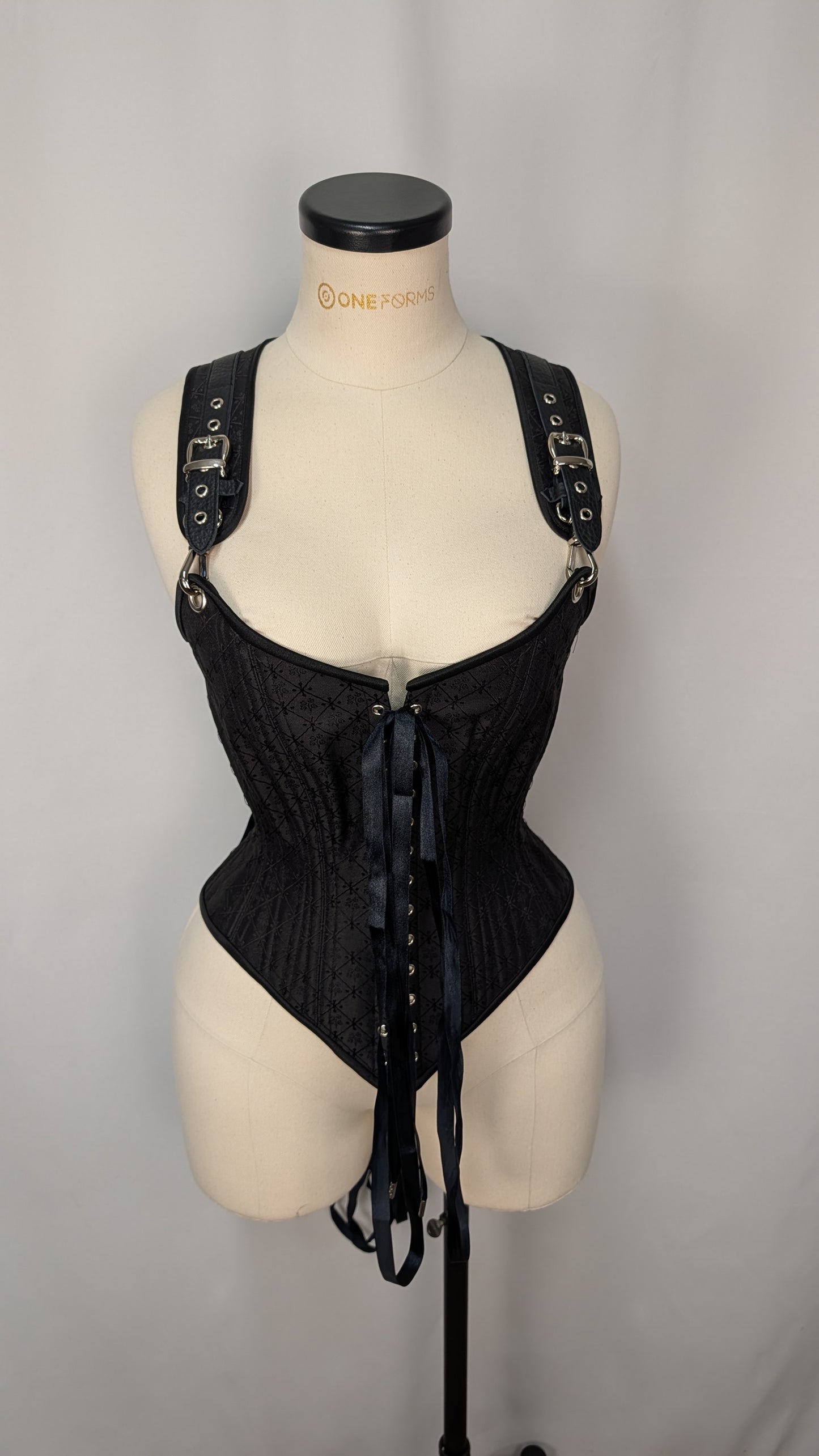 Black Diamond Silk Front Lacing Bodice Corset