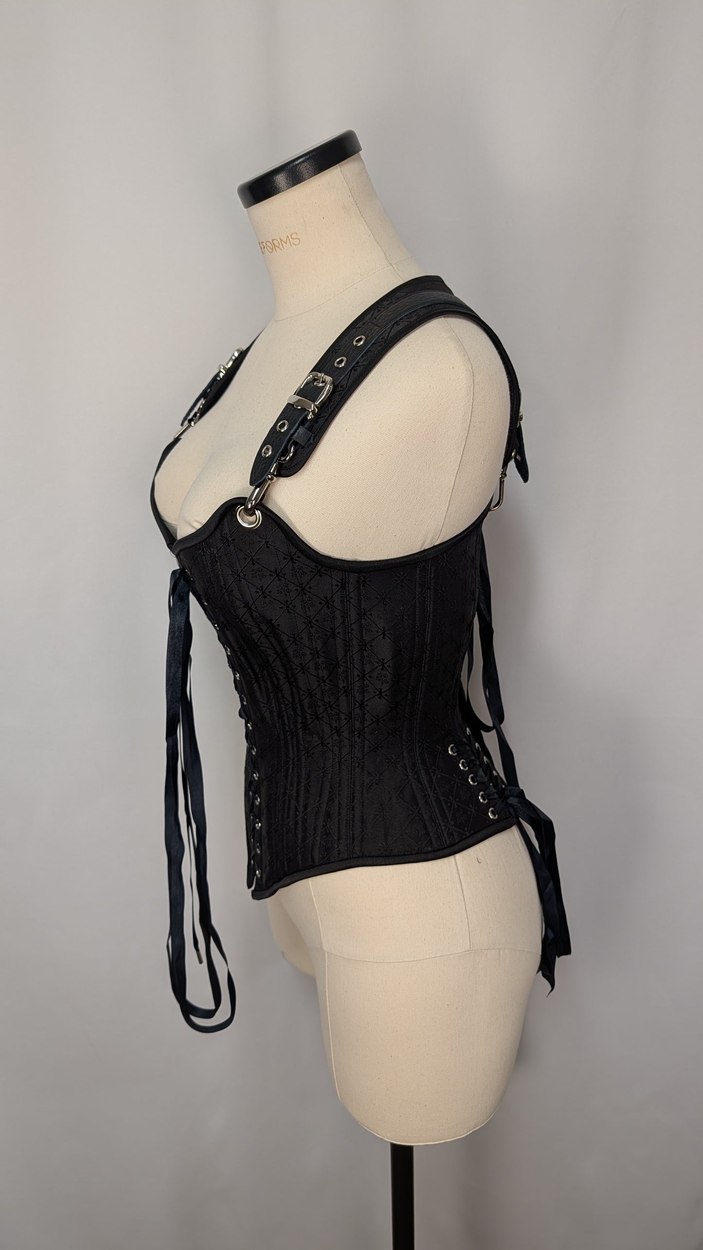 Black Diamond Silk Front Lacing Bodice Corset