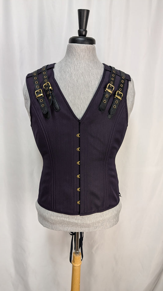Purple Wool Herringbone Adjustable Men's Corset Vest
