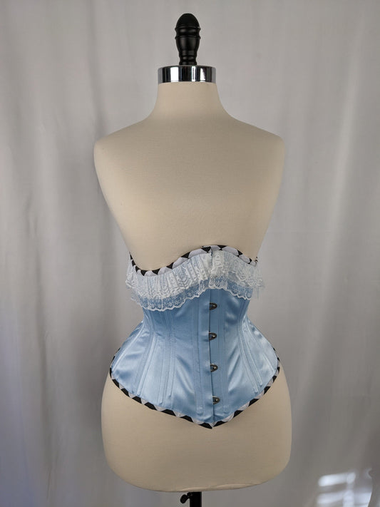 Alice In Wonderland Satin Steel Boned Mid Hip Underbust Corset