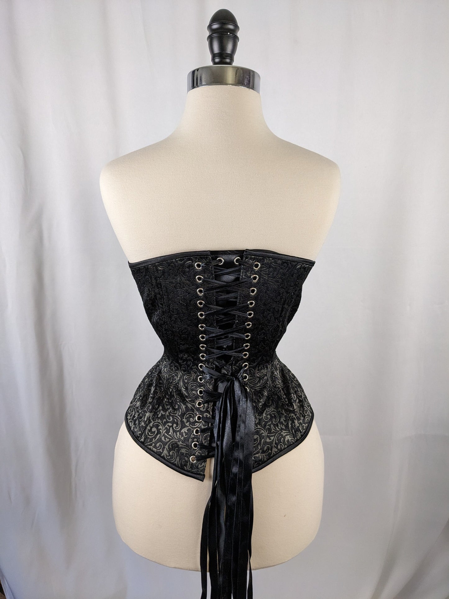 Black Raven Jacquard Brocade Steel Boned Standard Bust Overbust Corset