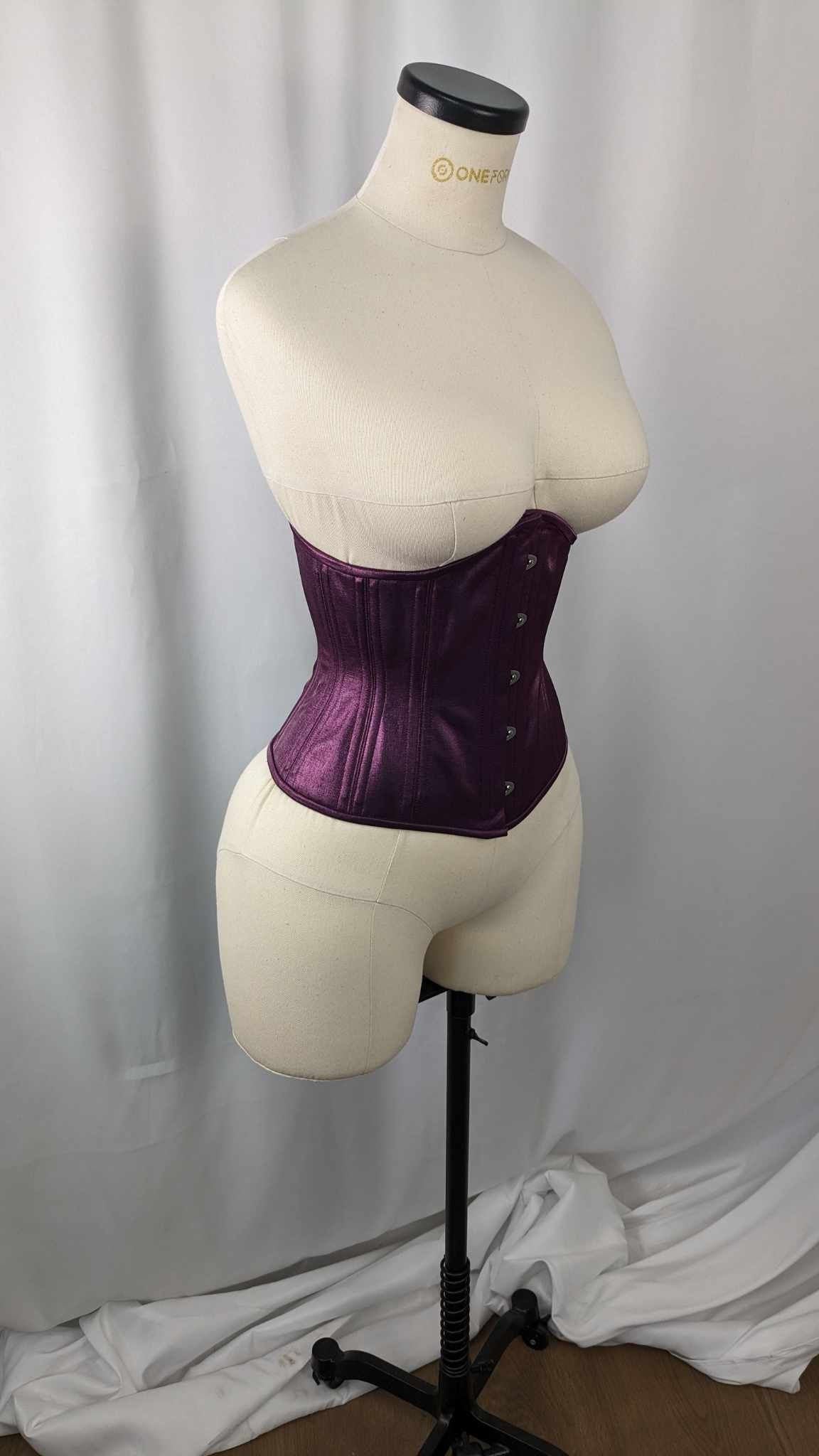 Liquid Purple Satin Steel Boned Low Curve Mid Hip Underbust Corset