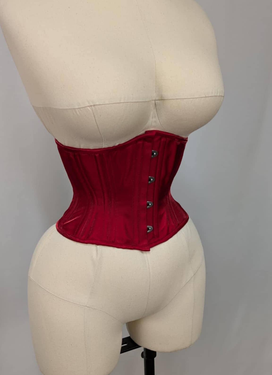 Liquid Red Satin Steel Boned Waspie Underbust Corset