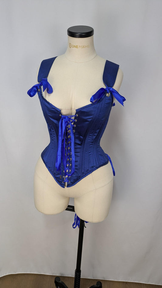 Royal Blue Dupioni Silk Front Lacing Bodice Corset