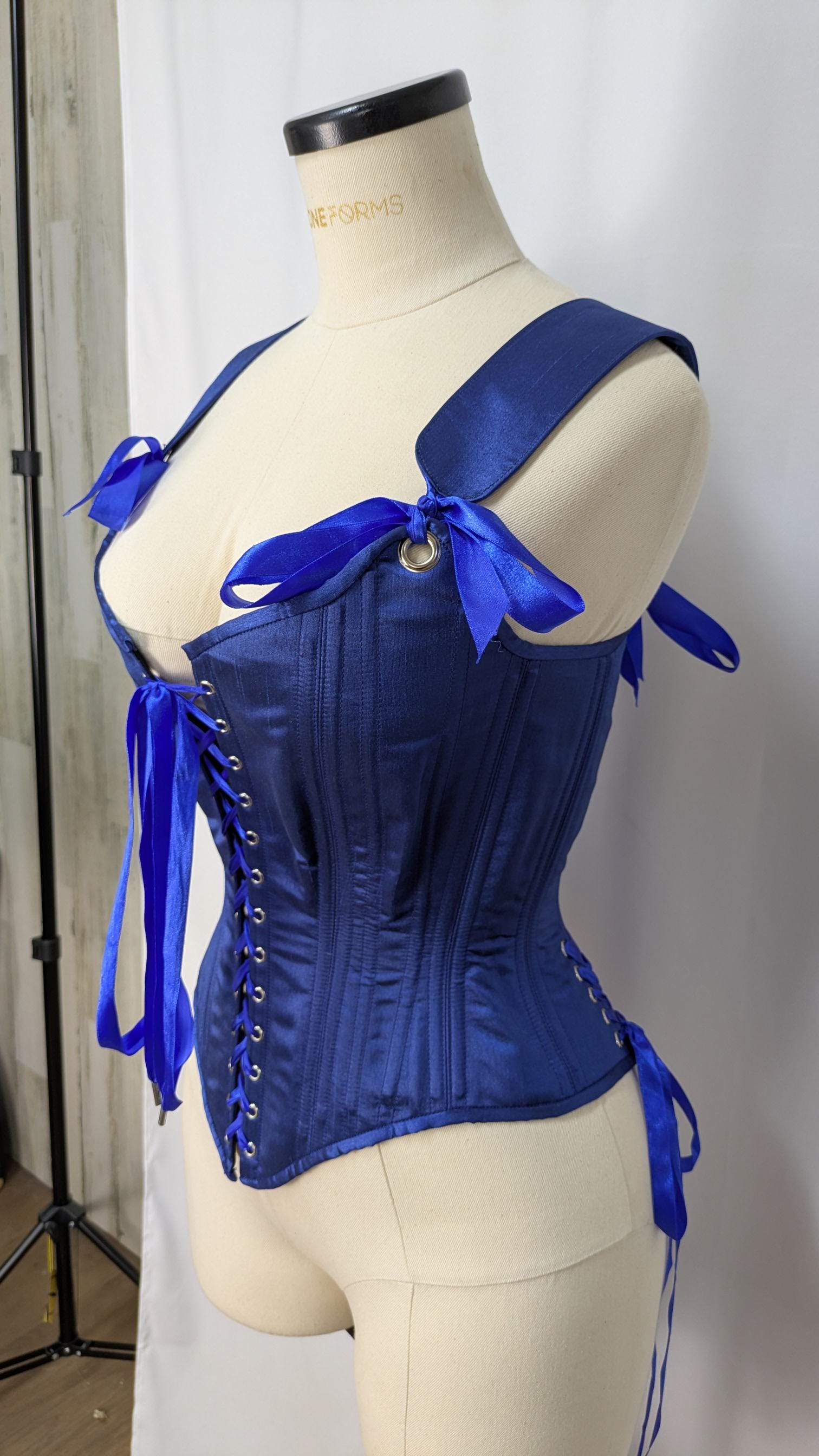 Royal Blue Dupioni Silk Front Lacing Bodice Corset