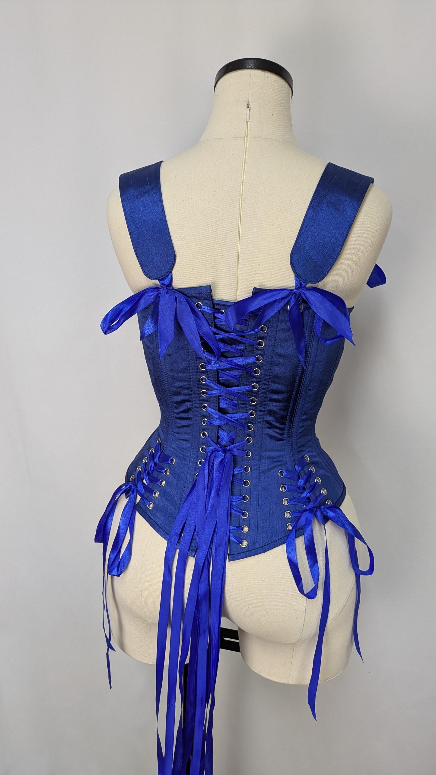 Royal Blue Dupioni Silk Front Lacing Bodice Corset