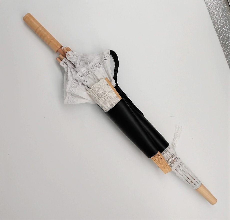 Black Leather Parasol and Fan Holster