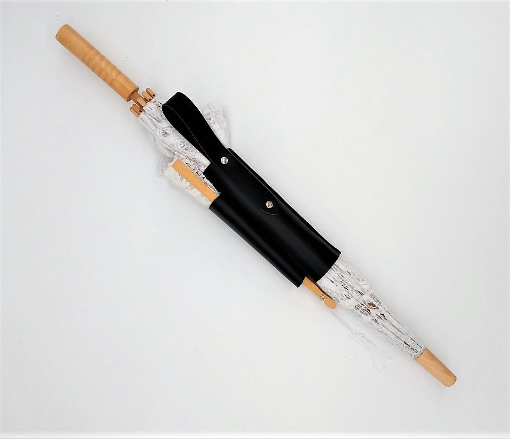Black Leather Parasol and Fan Holster