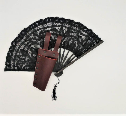 Red Leather Lace Fan Holster