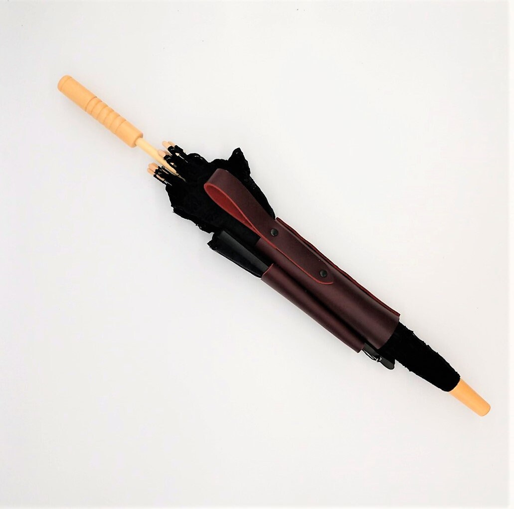 Red Leather Parasol and Fan Holster
