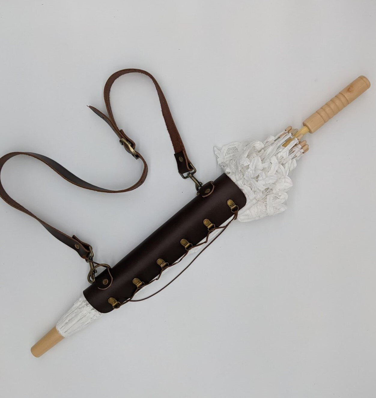 Brown Leather Bandolier Parasol Holster