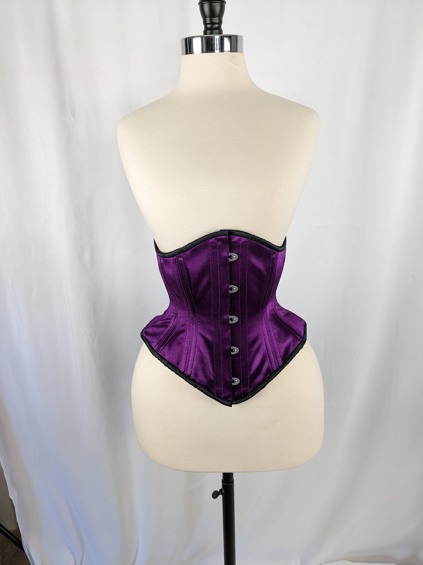 Purple and Black Satin Steel Boned High Hip Underbust Corset