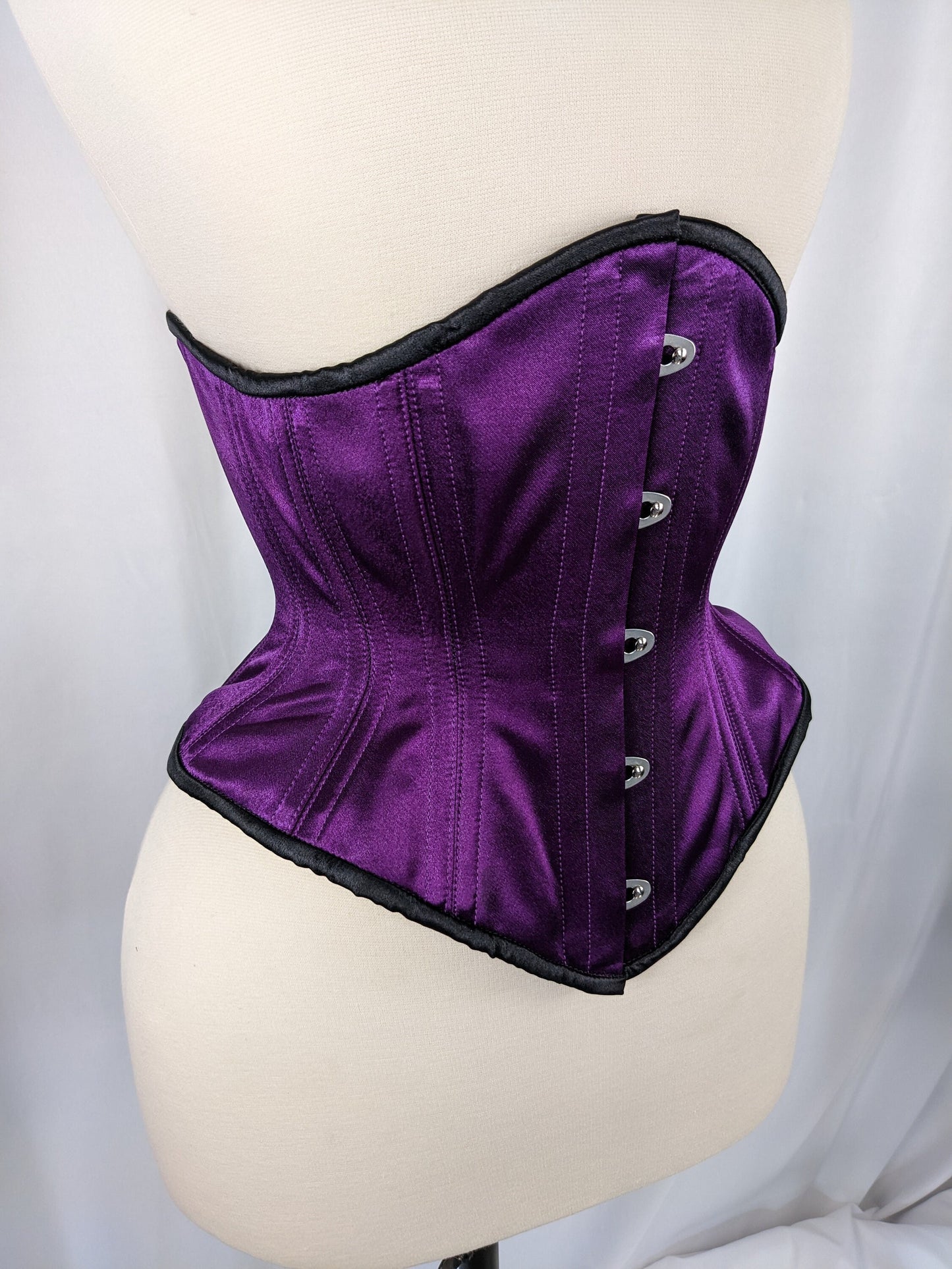 Purple and Black Satin Steel Boned High Hip Underbust Corset