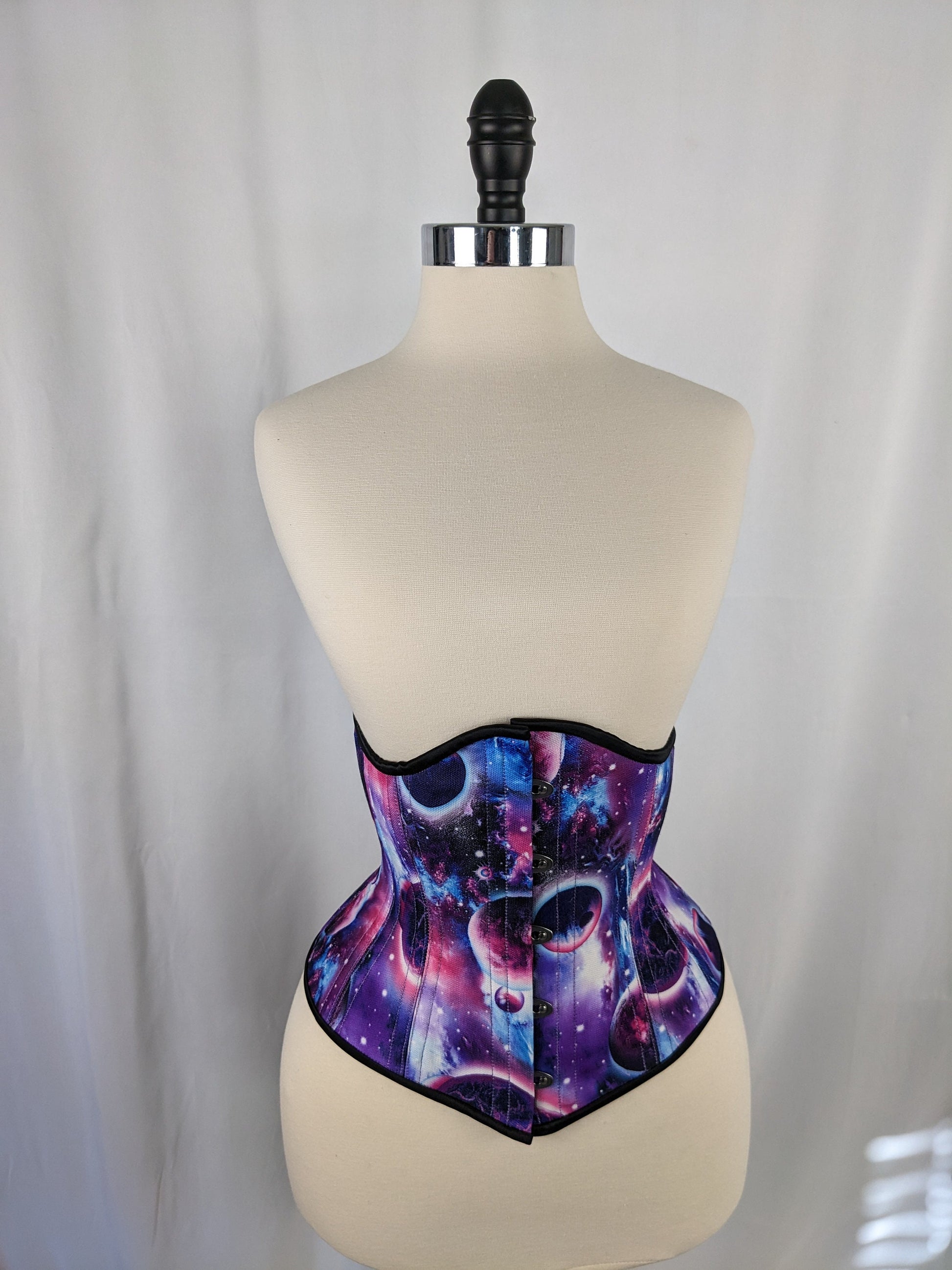 Cosmic Space Print Steel Boned Mid Hip Underbust Corset