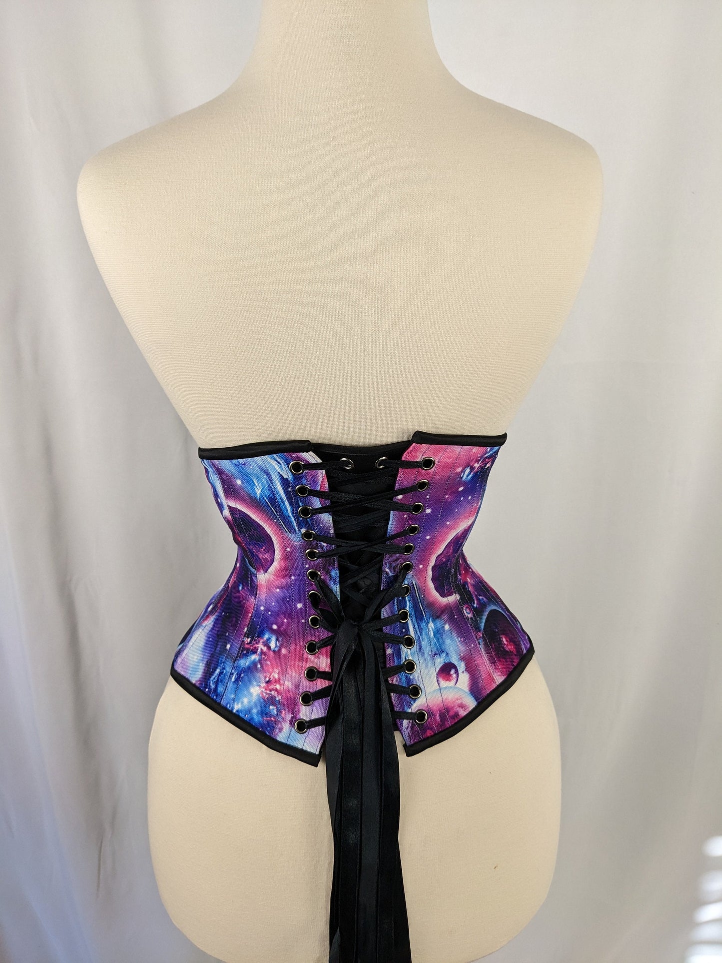 Cosmic Space Print Steel Boned Mid Hip Underbust Corset