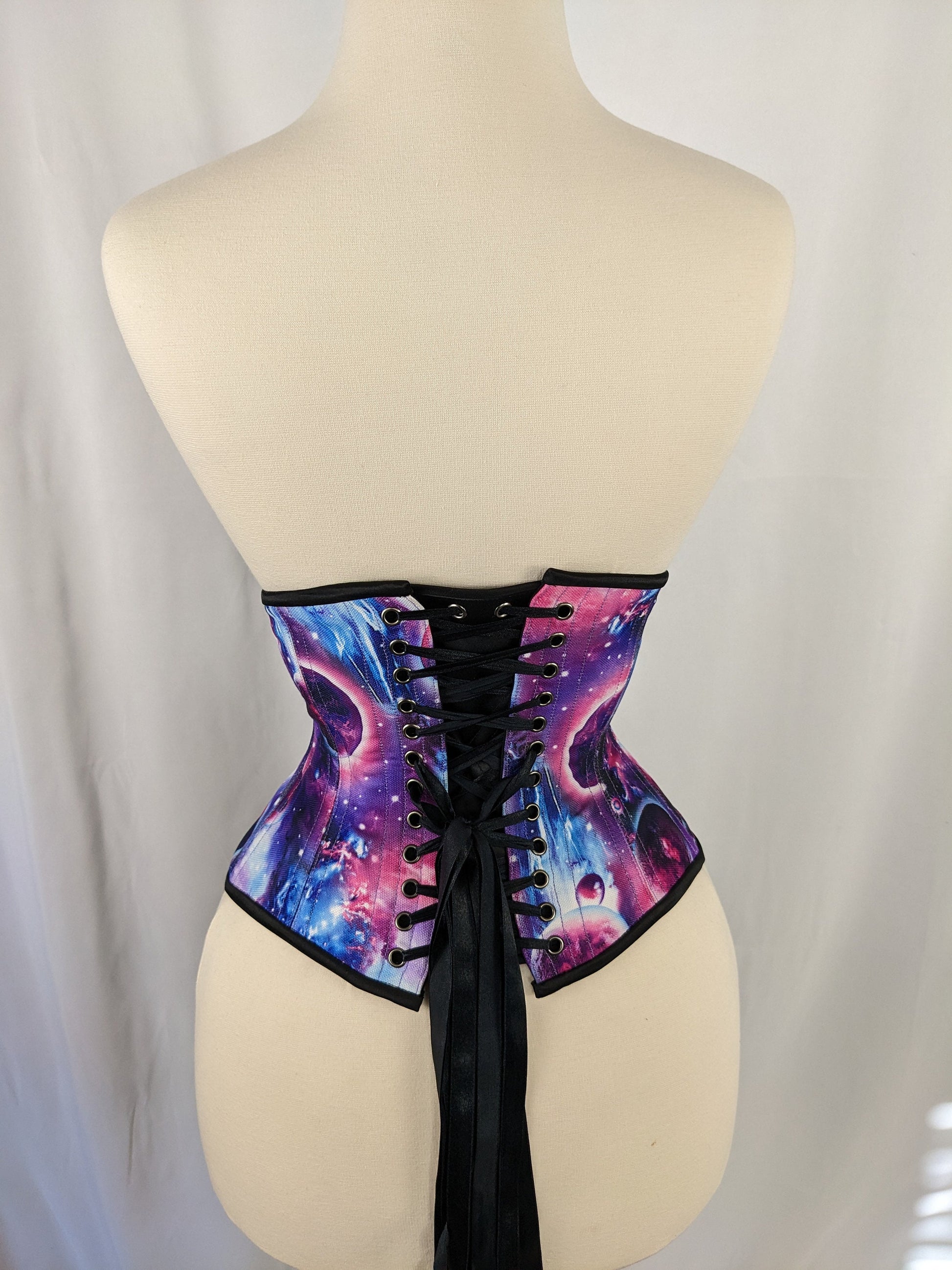 Cosmic Space Print Steel Boned Mid Hip Underbust Corset