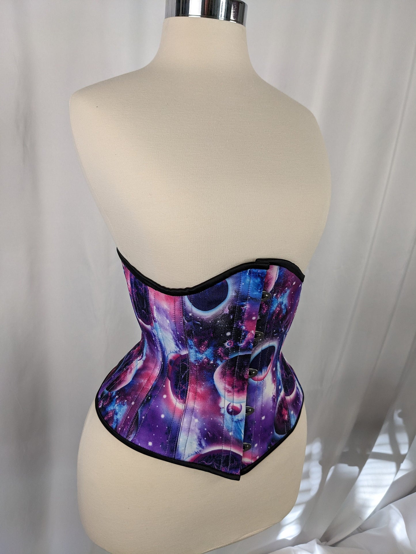 Cosmic Space Print Steel Boned Mid Hip Underbust Corset