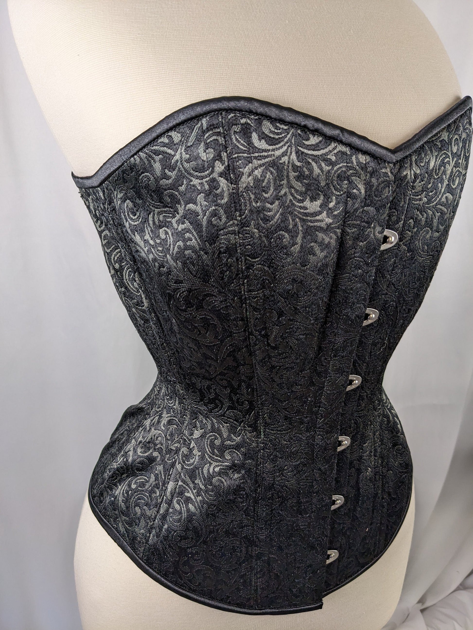 Black Raven Jacquard Brocade Steel Boned Standard Bust Overbust Corset