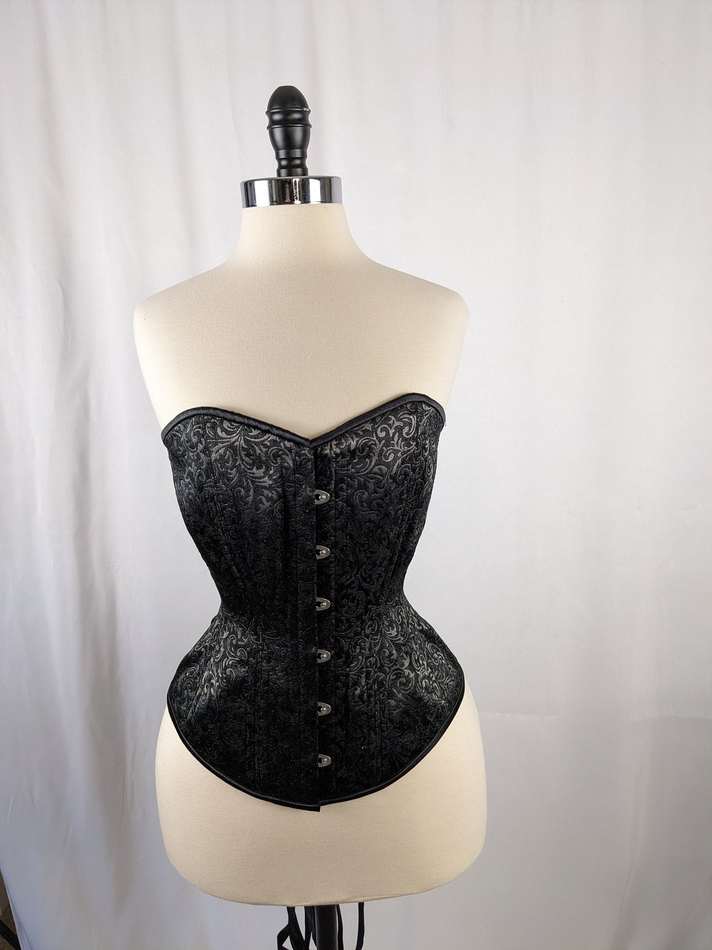 Blue Basket Weave Waist Cincher, Black Corset, Black Waist Corset